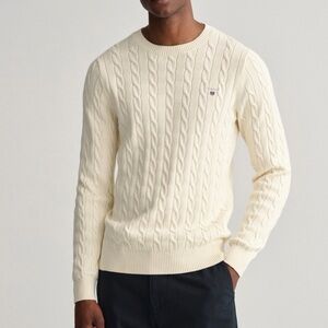 Gant Men's Cream Cable Knit Sweater size M
